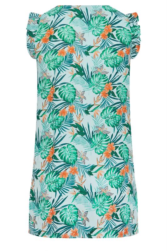 YOURS Curve Aqua Blue Tropical Print Pintuck Top | Yours Clothing 7