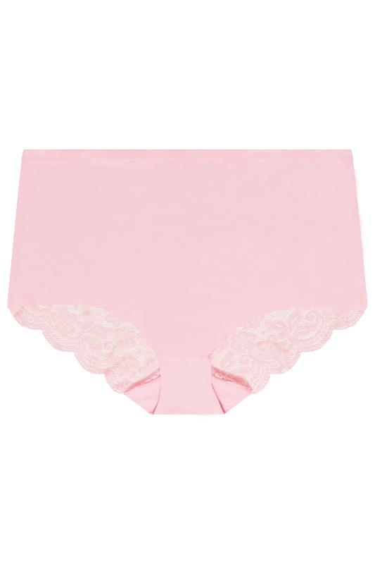 Pink Lace Back Full High Waisted Knickers | Yours Clothing 5