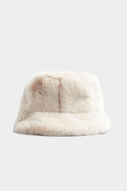 Plus Size Cream Faux Fur Bucket Hat | Yours Clothing 3