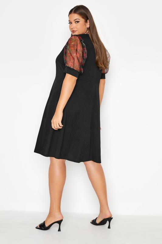 LIMITED COLLECTION Black Organza Puff Sleeve Skater Dress_C1.jpg