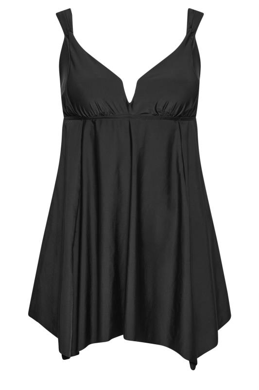 YOURS Plus Size Black Knotted Strap Hanky Hem Swim Dress | Yours Clothing 6
