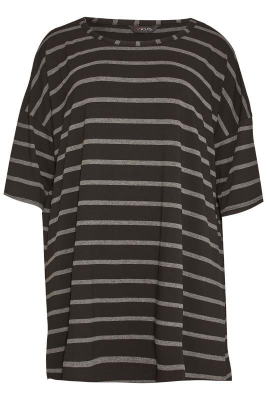 Curve Black & Grey Stripe Oversized T-Shirt 6