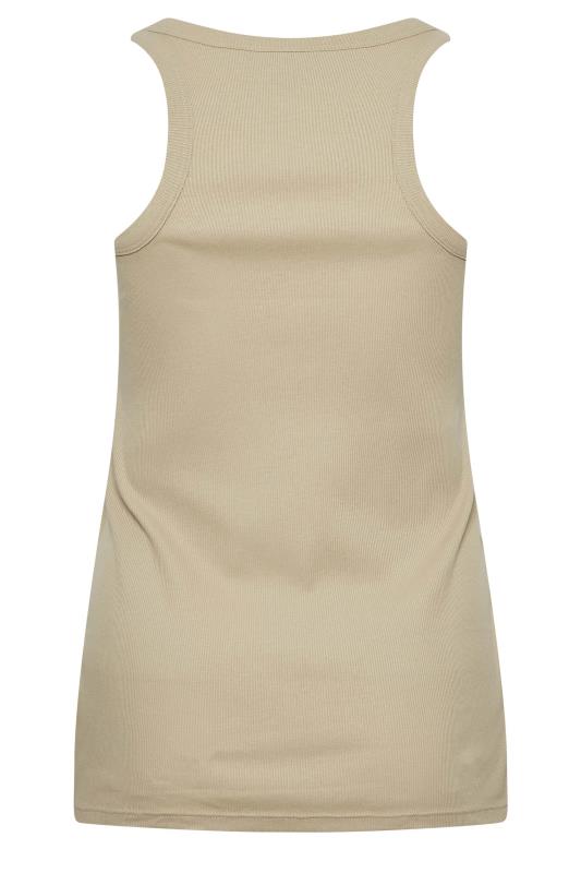 YOURS Plus Size Beige Brown Ribbed Racer Back Vest Top | Yours Clothing  7