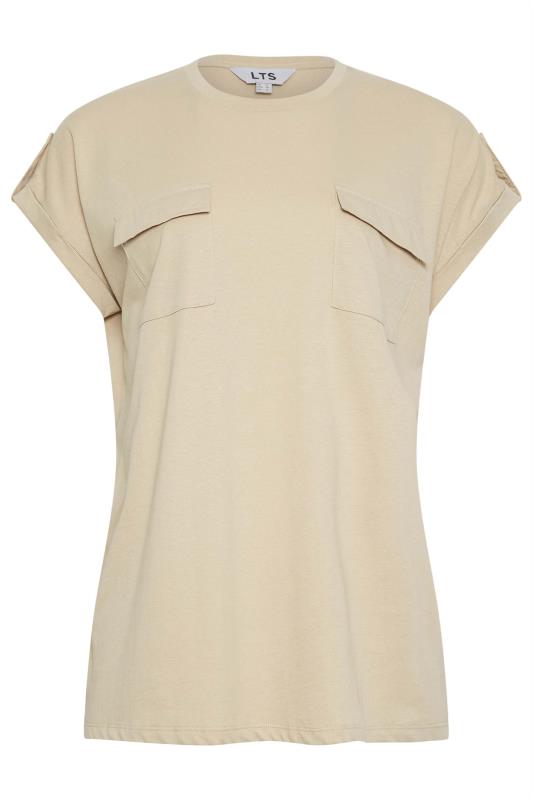 LTS Tall Women's Natural Brown Pocket Detail Cotton T-Shirt | Long Tall Sally 6