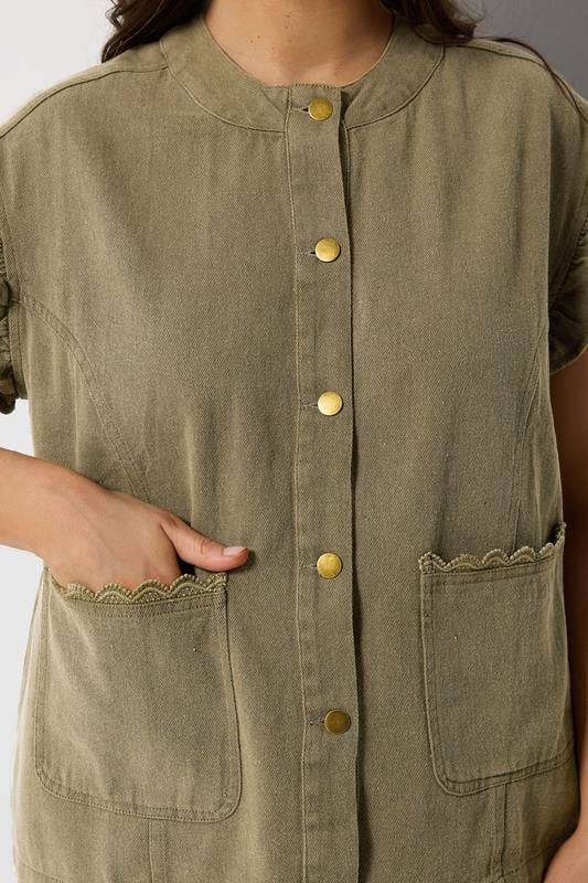 YOURS Plus Size Khaki Green Denim Waistcoat | Yours Clothing 4