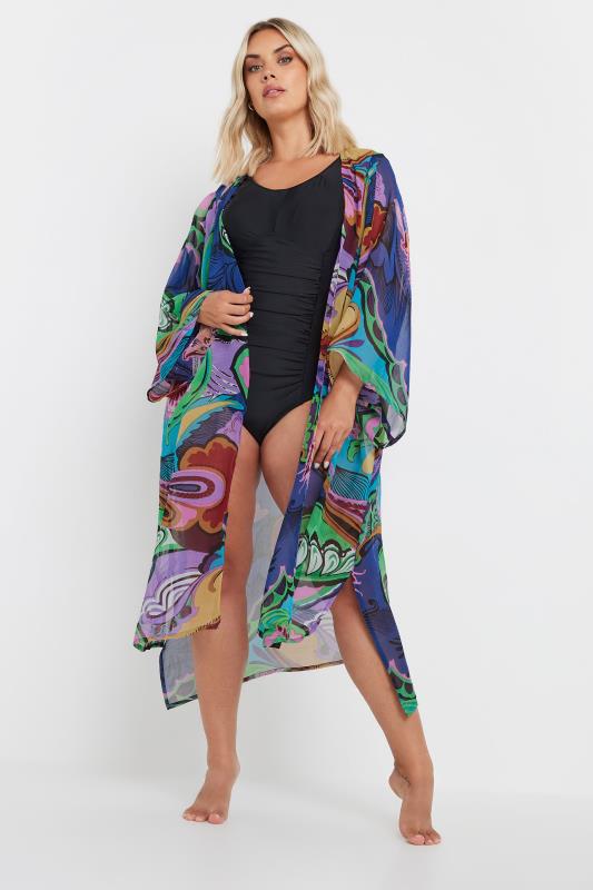 Plus Size  YOURS Curve Blue Abstract Print Beach Shirt