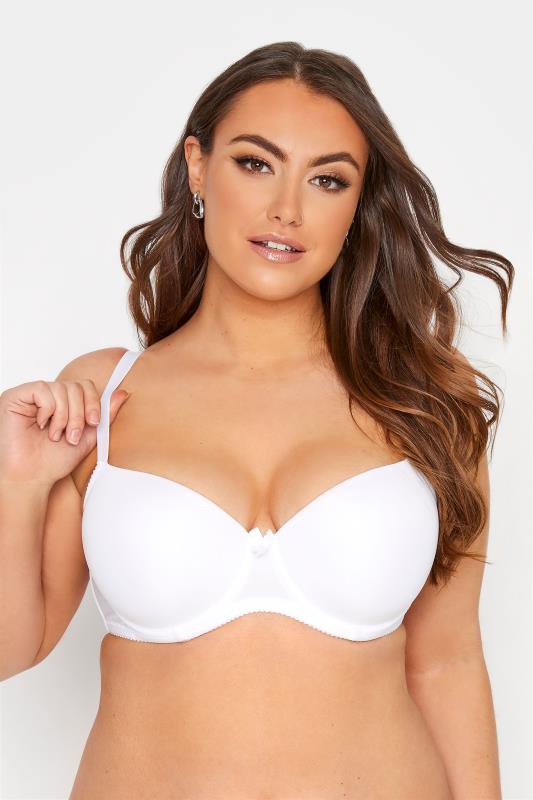 White Moulded T-Shirt Underwired Bra | Yours Clothing  1