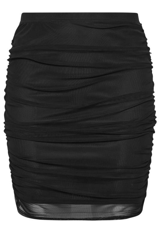 YOURS LONDON Plus Size Black Gathered Mesh Skirt | Yours Clothing 5