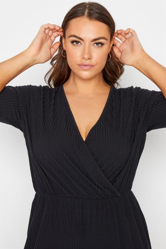 LIMITED COLLECTION Black Ribbed Wrap Jumpsuit_D.jpg