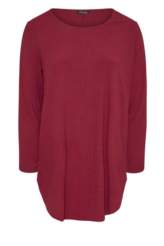 LIMITED COLLECTION Wine Red Longline Ribbed Top_F.jpg