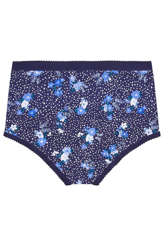 YOURSET 5 PACK Plus Size Blue Floral Butterfly Print Full Briefs | Yours Clothing 11