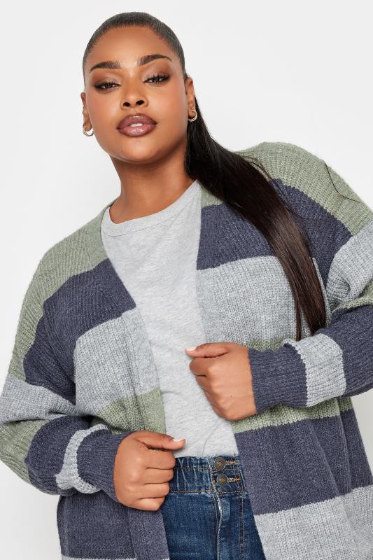 YOURS Plus Size Navy Blue Stripe Knitted Longline Cardigan | Yours Clothing 4