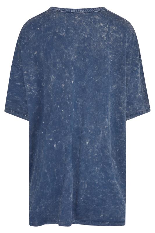 Curve Navy Blue Acid Wash 'New York' Oversized T-Shirt 6