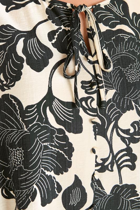 EVANS Plus Size Black Floral Tie Neck Blouse | Evans 4