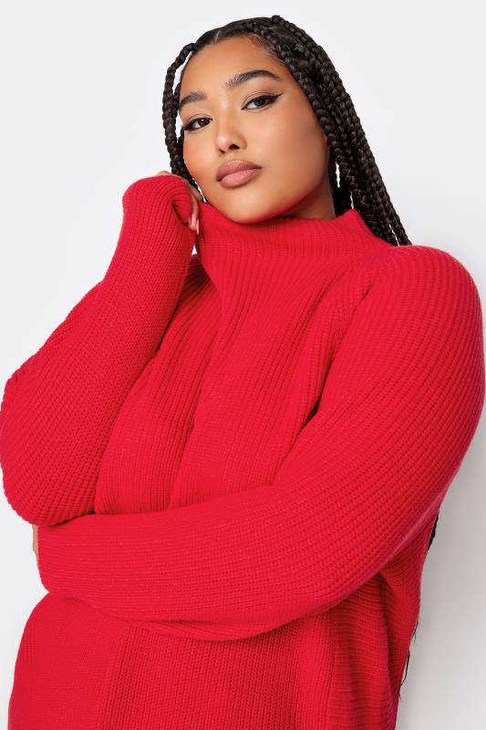 YOURS Plus Size Red Ribbed Knitted Jumper | Yours Clothing  5