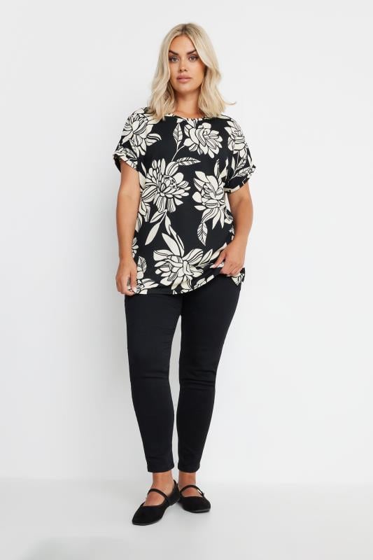 YOURS Plus Size Black Floral Print Top | Yours Clothing 4