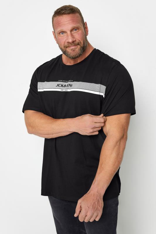  Tallas Grandes JACK & JONES Big & Tall Black Logo Stripe T-Shirt
