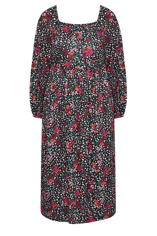 LIMITED COLLECTION Plus Size Black Floral Smock Dress | Yours Clothing  6