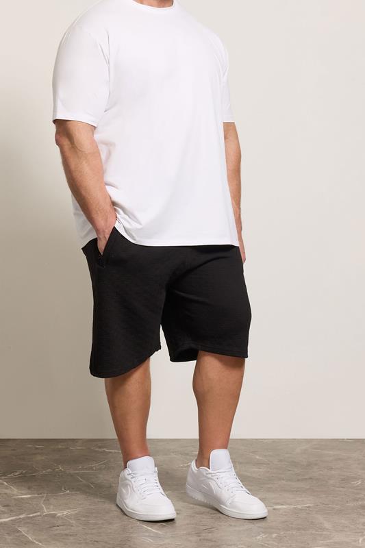 KAM Big & Tall Black Jacquard Textured Shorts | BadRhino 1
