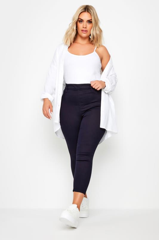 YOURS Plus Size Navy Blue Cropped Stretch GRACE Jeggings | Yours Clothing 2