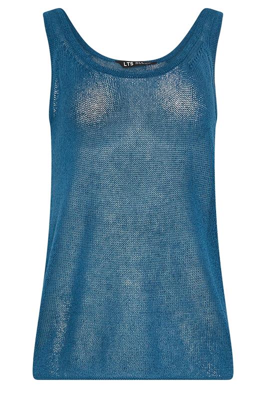 LTS PREMIUM Tall Women's Teal Blue Linen Knitted Vest Top | Long Tall Sally 5