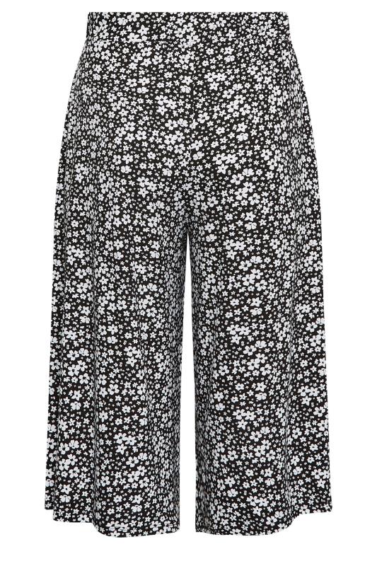YOURS Curve Black Ditsy Flower Print Culottes | Yours Clothing 5