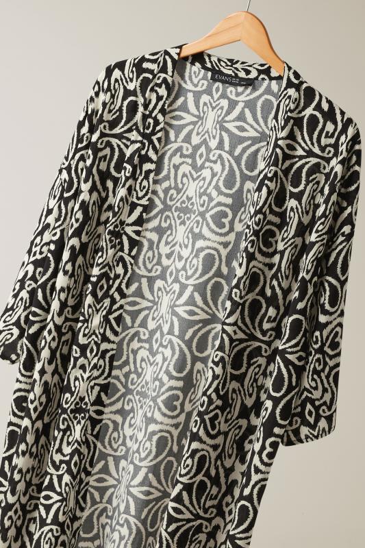 EVANS Plus Size Black & White Abstract Print Kimono | Evans  7