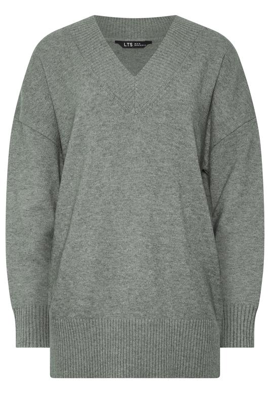 LTS Tall Women's Grey V-Neck Knitted Jumper | Long Tall Sally 5