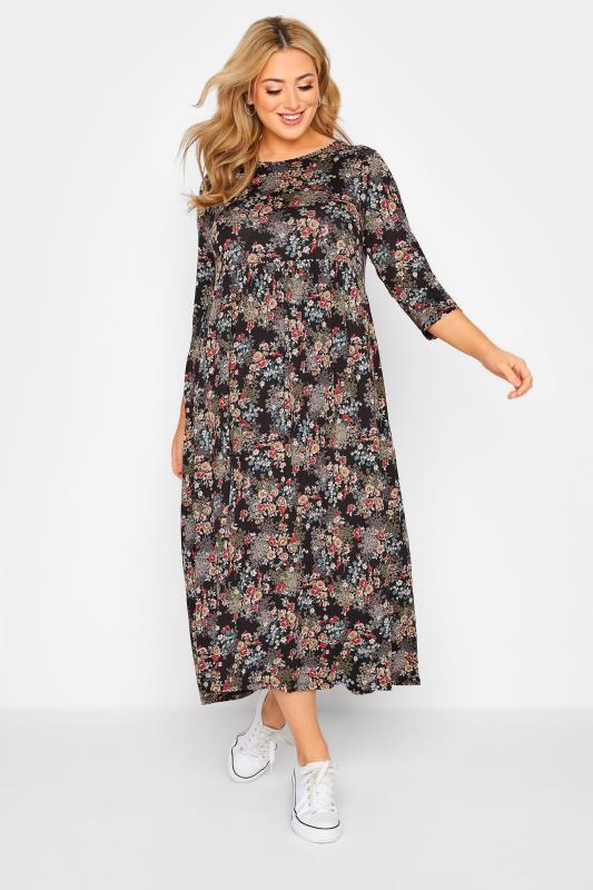 Plus Size Black Floral Maxi Pocket Dress | Yours Clothing 2