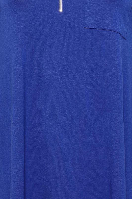 Plus Size Cobalt Blue Zip Front Top | Yours Clothing 5