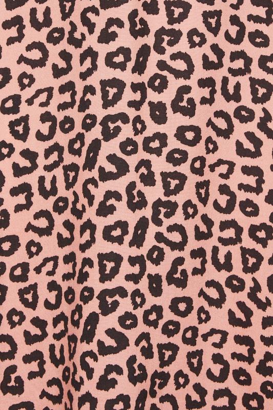 YOURS PETITE Plus Size Pink Leopard Print Midi Tea Dress | Yours Clothing 5