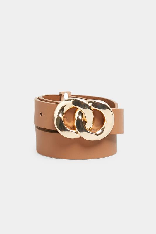 Plus Size  Tan Brown Double Ring Buckle Belt