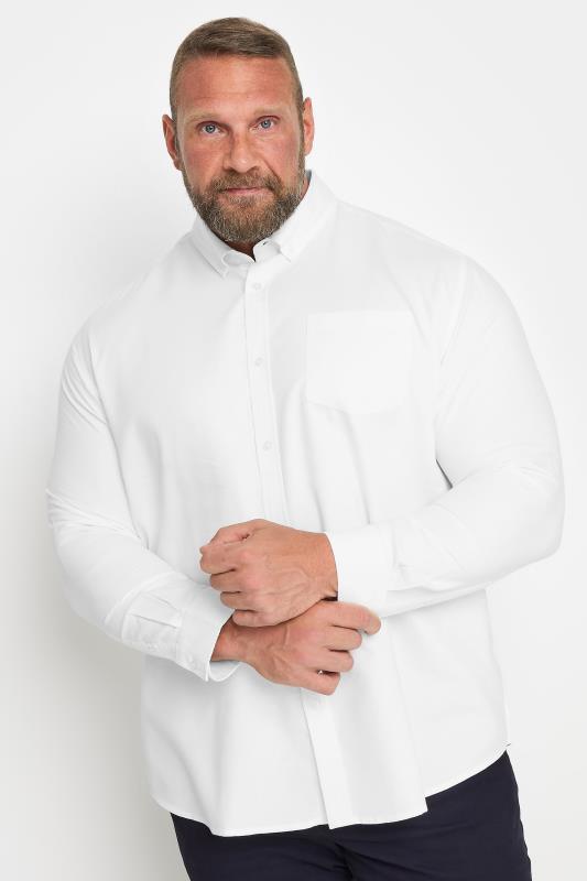 BadRhino Big & Tall Premium White Long Sleeve Oxford Cotton Shirt | BadRhino 2