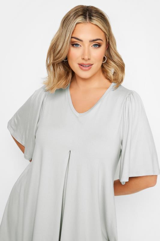 YOURS Plus Size Grey Pleat Front Top | Yours Clothing 5