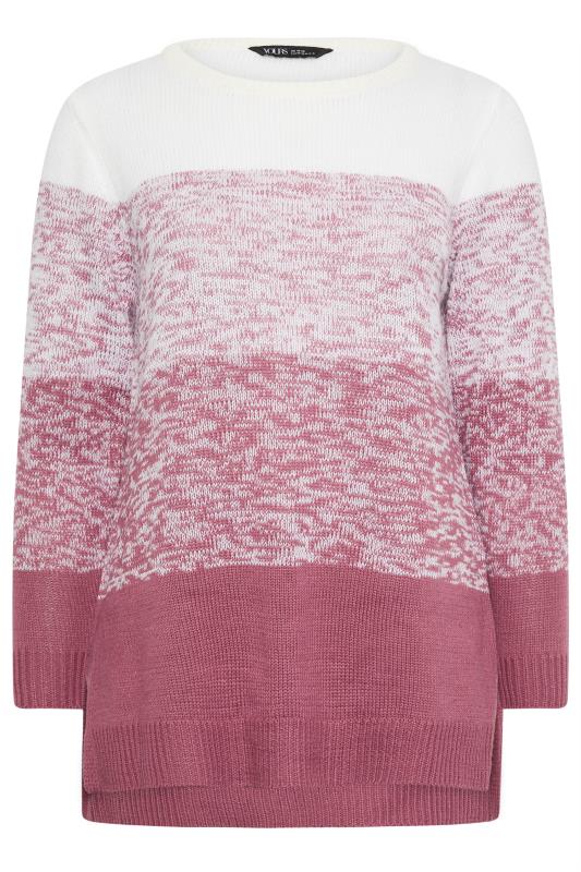 YOURS Plus Size Pink Colourblock Stripe Knitted Jumper | Yours Clothing 5