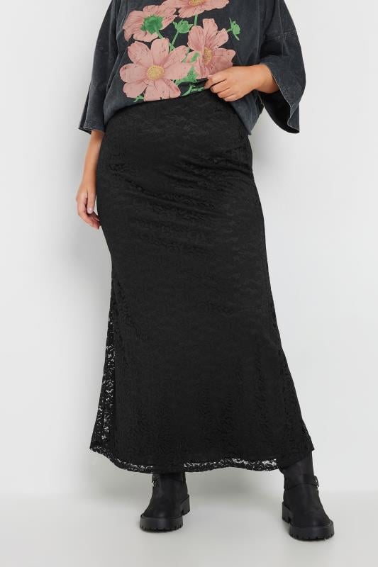 Plus Size  YOURS Curve Black Lace Maxi Skirt