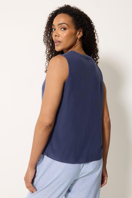 M&Co Navy Blue Button Front Vest Top | M&Co 2