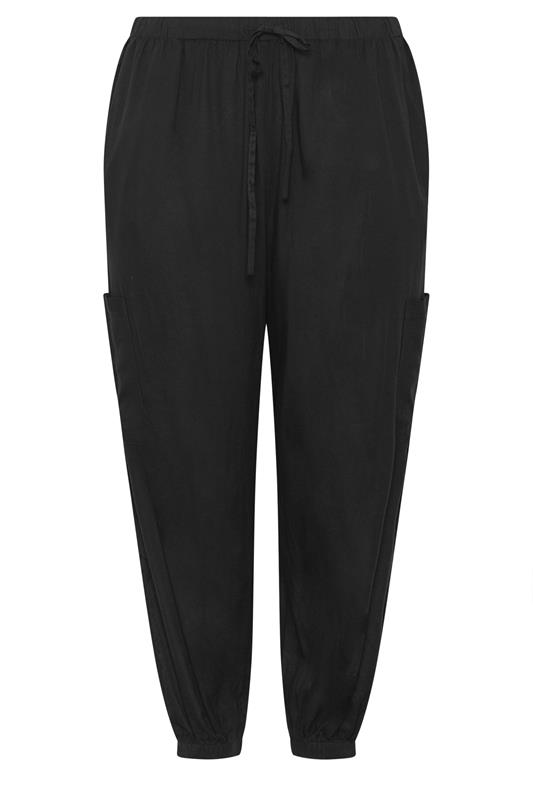 YOURS Plus Size Black Cargo Balloon Trousers | Yours Clothing 5