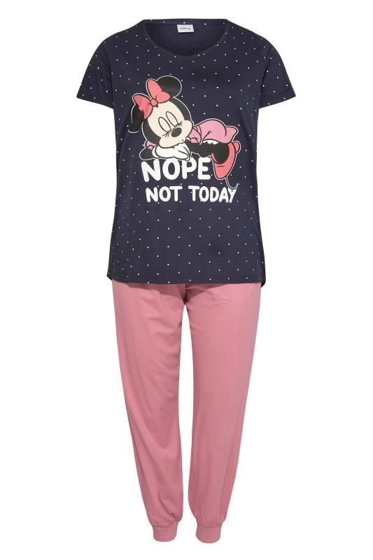 DISNEY Plus Size Navy Blue 'Nope Not Today' Minnie Slogan Pyjama Set | Yours Clothing 6
