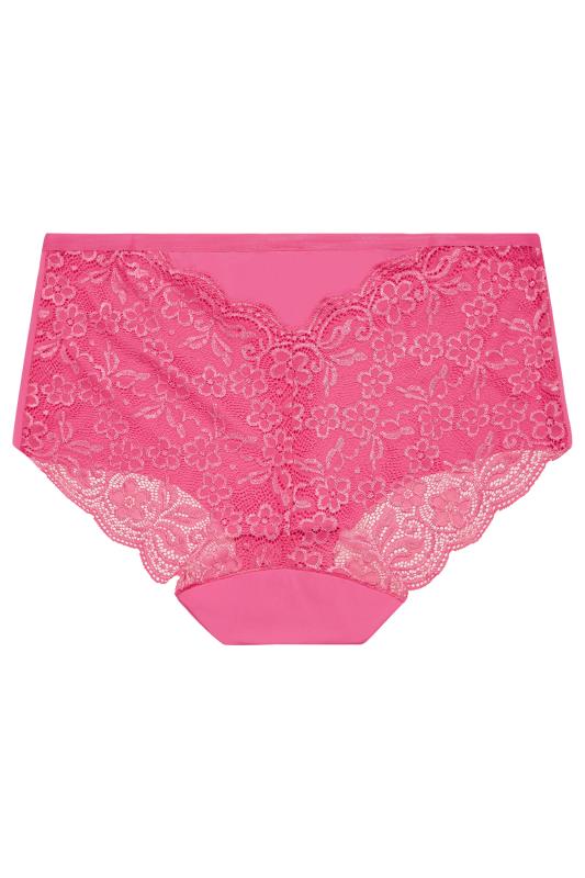 YOURS Curve Plus Size Hot Pink Lace Back Full Briefs | Yours Clothing  5