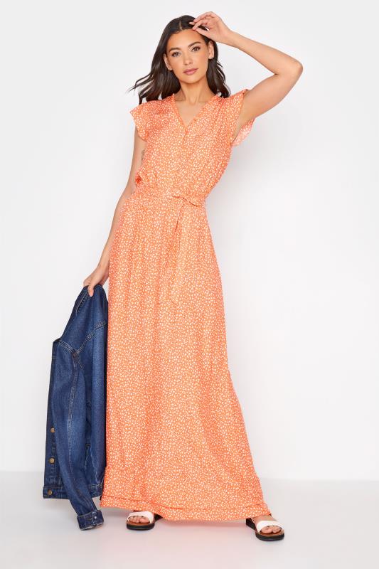 LTS Tall Orange Ditsy Print Maxi Dress_B.jpg