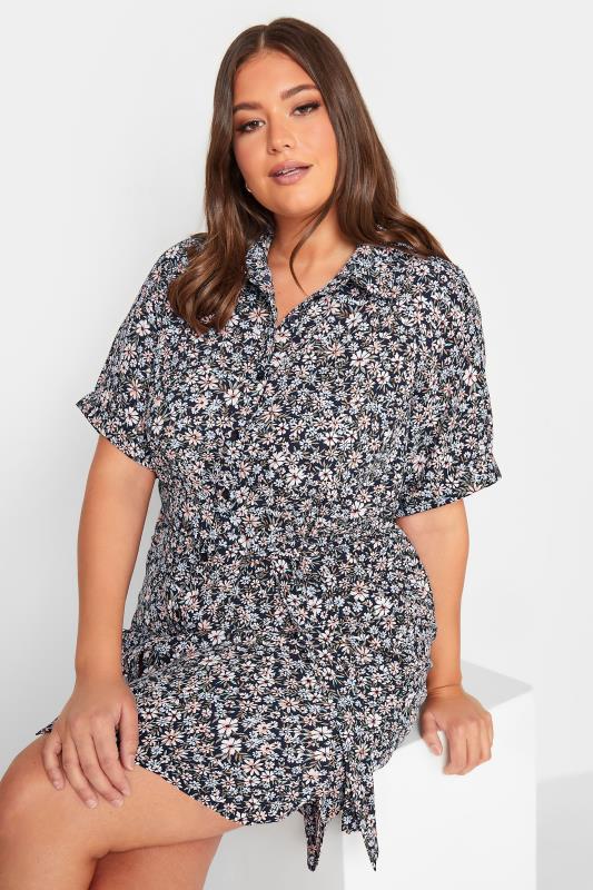 YOURS Plus Size Blue Floral Shirt Dress | Yours Clothing 1