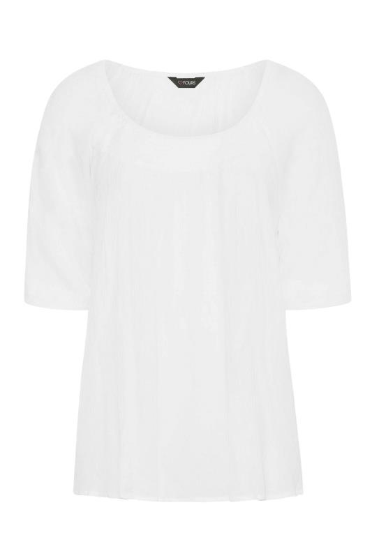 Plus Size White Crinkle Bardot Top | Yours Clothing  6