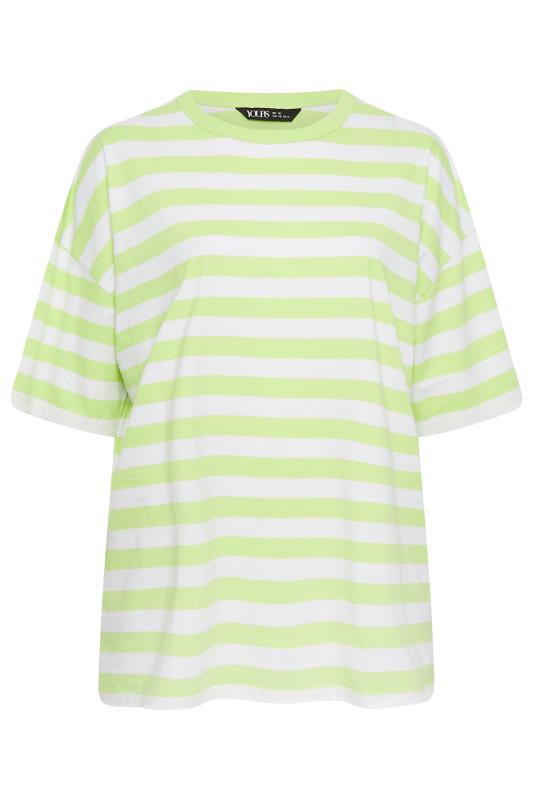 YOURS Plus Size Curve Lime Green Stripe Oversized Boxy T-Shirt | Yours ...