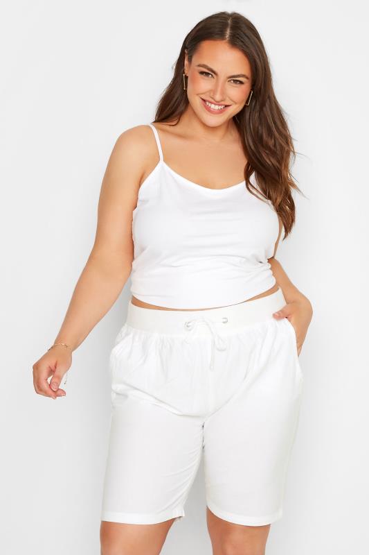 Großen Größen  Curve White Cool Cotton Shorts Size 14-36