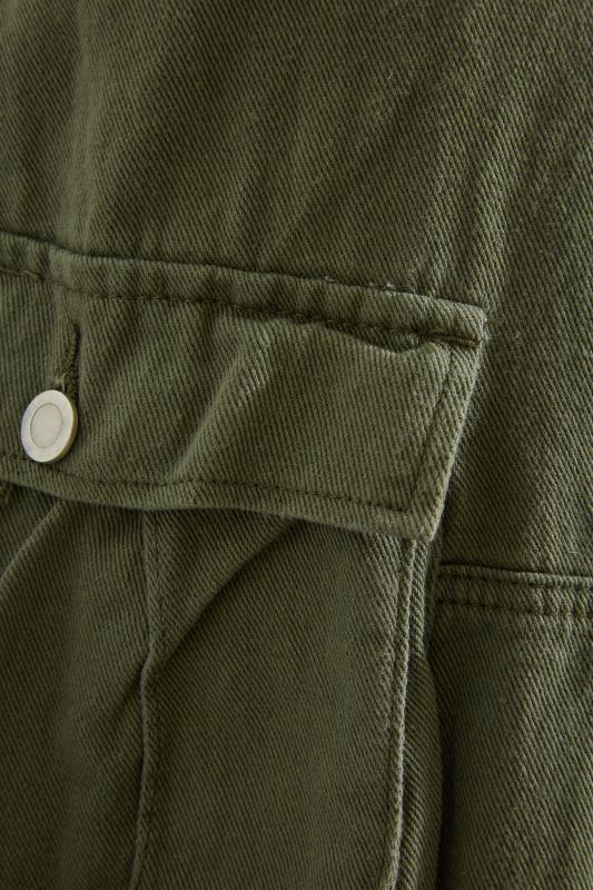 Curve Khaki Green Cargo Pocket Jeans 4