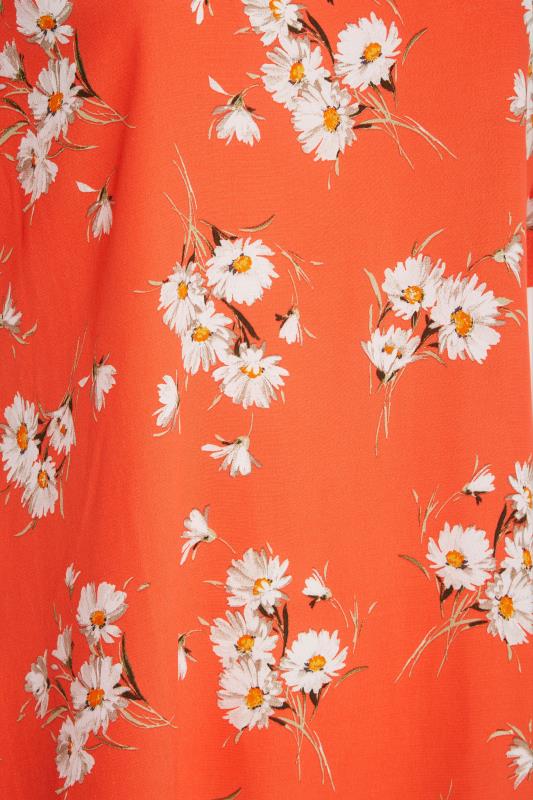 Plus Size Orange Floral Print Keyhole Back Chiffon Blouse | Yours Clothing  4