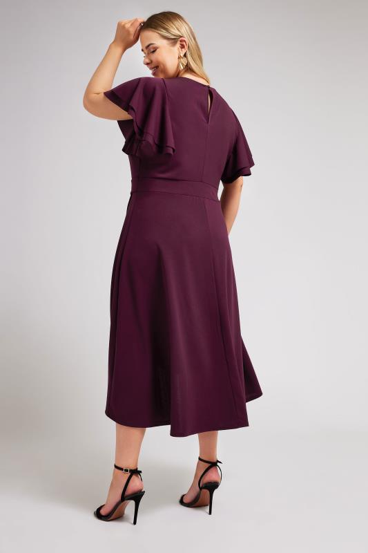 YOURS LONDON Plus Size Purple Buckle Dipped Hem Midi Dress | Yours Clothing 3