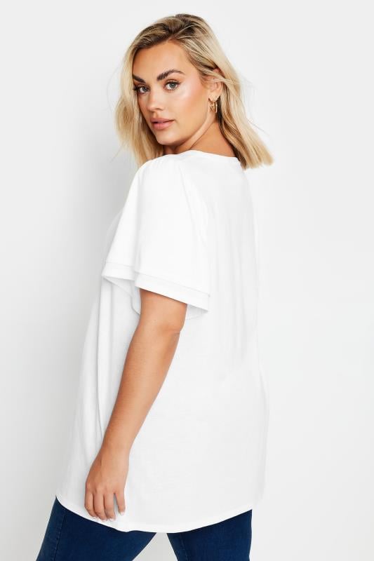 YOURS Plus Size White Double Angel Sleeve T-Shirt | Yours Clothing  4