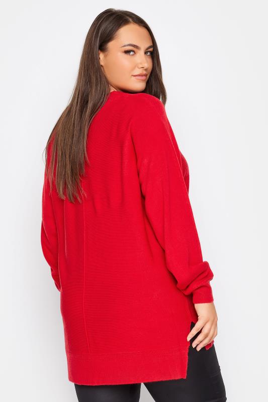 YOURS Plus Size Red Front Seam Detail Jumper | Yours Clothing 3